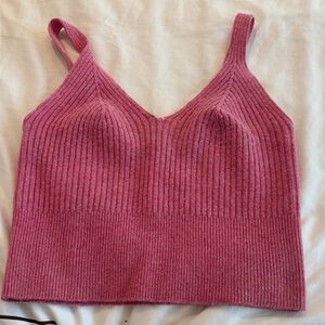Sandro Pink Ribbed Crop Top